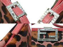 Load image into Gallery viewer, FENDI フェンディ ハラコ ワンショルダーバッグ ピンク ラインストーン レザー レオパード柄 シルバー金具 良品 中古 4b006310