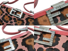 Load image into Gallery viewer, FENDI フェンディ ハラコ ワンショルダーバッグ ピンク ラインストーン レザー レオパード柄 シルバー金具 良品 中古 4b006310