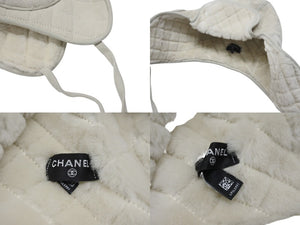 新品未使用 CHANEL シャネル ココ ネージュ フライトキャップ パイロットキャップ AAA429 ココマーク フェイクファー スウェード 中古 4b006311
