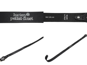 Lucien Pellat-Finet ルシアンペラフィネ ベルト 大麻柄 レザー ブラック サイズ34 85cm シルバー金具 美品 中古 4b006312 