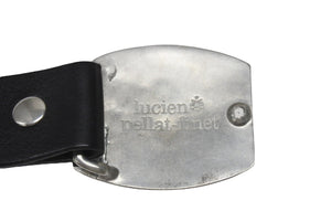 Lucien Pellat-Finet ルシアンペラフィネ ベルト 大麻柄 レザー ブラック サイズ34 85cm シルバー金具 美品 中古 4b006312 