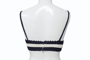 新品同様 MIUMIU ミュウミュウ Cotton bralette コットンブラレット ブラジャー トップス 2024-2025AW ホワイト ネイビー サイズ38 中古 4b006323