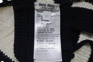 新品同様 MIUMIU ミュウミュウ Cotton bralette コットンブラレット ブラジャー トップス 2024-2025AW ホワイト ネイビー サイズ38 中古 4b006323