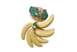 DOLCE&GABBANA ドルチェアンドガッバーナ イヤリング 重量約66.8g バナナ ブラス ラタン ラインストーン 美品 中古 4b006324