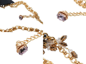 DOLCE&GABBANA ドルチェアンドガッバーナ クリスタル メッキ ベルト ゴールド パープル ピンク 美品 中古 4b006326