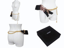 Load image into Gallery viewer, DOLCE&amp;GABBANA ドルチェアンドガッバーナ クリスタル メッキ ベルト ゴールド パープル ピンク 美品 中古 4b006326