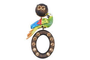 新品同様 DOLCE&GABBANA ドルチェアンドガッバーナ イヤリング WEM4C5W1111 重量約63.7g インコ ブラス ウッド ラインストーン 中古 4b006328