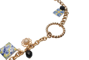 DOLCE&GABBANA ドルチェアンドガッバーナ ネックレス 重量約177.9g メキシカンタイル調 ブラス テラコッタ 美品 中古 4b006329