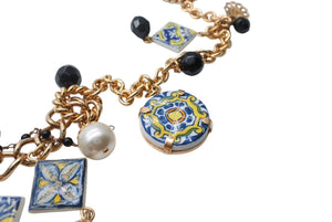 DOLCE&GABBANA ドルチェアンドガッバーナ ネックレス 重量約177.9g メキシカンタイル調 ブラス テラコッタ 美品 中古 4b006329