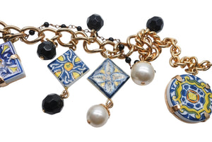 DOLCE&GABBANA ドルチェアンドガッバーナ ネックレス 重量約177.9g メキシカンタイル調 ブラス テラコッタ 美品 中古 4b006329
