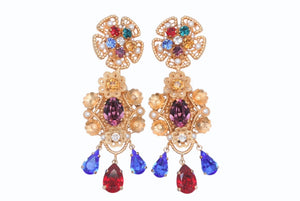 DOLCE&GABBANA ドルチェアンドガッバーナ イヤリング 重量約41.3g ブラス フェイクパール ラインストーン 美品 中古 4b006331