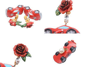 極美品 DOLCE&GABBANA ドルチェアンドガッバーナ イヤリング 重量約33.9g フェイクパール ラインストーン 薔薇 車 中古 4b006333