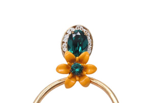 DOLCE&GABBANA ドルチェアンドガッバーナ イヤリング フラワーモチーフ オレンジ マルチカラー ゴールド金具 美品 中古 4b006334