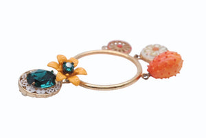 DOLCE&GABBANA ドルチェアンドガッバーナ イヤリング フラワーモチーフ オレンジ マルチカラー ゴールド金具 美品 中古 4b006334