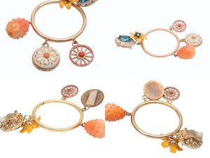 DOLCE&GABBANA ドルチェアンドガッバーナ イヤリング フラワーモチーフ オレンジ マルチカラー ゴールド金具 美品 中古 4b006334
