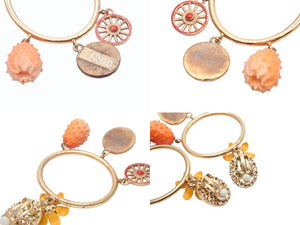 DOLCE&GABBANA ドルチェアンドガッバーナ イヤリング フラワーモチーフ オレンジ マルチカラー ゴールド金具 美品 中古 4b006334