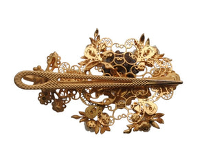 DOLCE&GABBANA ドルチェアンドガッバーナ ヘアクリップ ダッカール 重量約67.1g ブラス ラインストーン エンジェル 薔薇 美品 中古 4b006335
