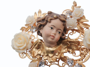 DOLCE&GABBANA ドルチェアンドガッバーナ ヘアクリップ ダッカール 重量約67.1g ブラス ラインストーン エンジェル 薔薇 美品 中古 4b006335