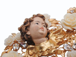 DOLCE&GABBANA ドルチェアンドガッバーナ ヘアクリップ ダッカール 重量約67.1g ブラス ラインストーン エンジェル 薔薇 美品 中古 4b006335
