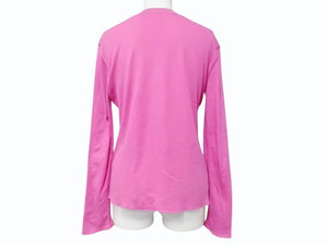 Lucien Pellat-Finet ルシアンペラフィネ 長袖Tシャツ カットソー サイズM ピンク シルバー コットン スカル プリント 美品 中古 4b006337
