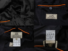 Load image into Gallery viewer, HERMES エルメス レザーコート ブラック フランス製 牛革レザー レーヨン サイズ52 美品 中古 4b006342