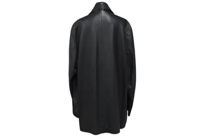 HERMES エルメス レザーコート ブラック フランス製 牛革レザー レーヨン サイズ52 美品 中古 4b006342