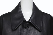 Load image into Gallery viewer, HERMES エルメス レザーコート ブラック フランス製 牛革レザー レーヨン サイズ52 美品 中古 4b006342