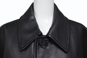 HERMES エルメス レザーコート ブラック フランス製 牛革レザー レーヨン サイズ52 美品 中古 4b006342