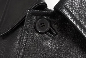 HERMES エルメス レザーコート ブラック フランス製 牛革レザー レーヨン サイズ52 美品 中古 4b006342