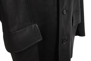 HERMES エルメス レザーコート ブラック フランス製 牛革レザー レーヨン サイズ52 美品 中古 4b006342