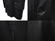 Load image into Gallery viewer, HERMES エルメス レザーコート ブラック フランス製 牛革レザー レーヨン サイズ52 美品 中古 4b006342