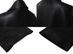 HERMES エルメス レザーコート ブラック フランス製 牛革レザー レーヨン サイズ52 美品 中古 4b006342