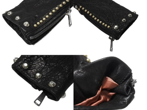 極美品 GUCCI グッチ ダブルライダースジャケット スタッズ 刺繍 シープスキン ブラック サイズ38 中古 4b006347
