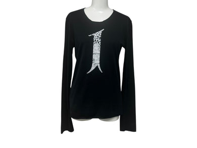 lucien pellat finet ルシアンペラフィネ 長袖Tシャツ ロングスリーブTシャツ ブラック ホワイト サイズS 美品 中古 4b006354