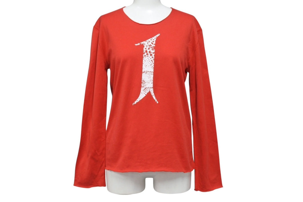 極美品 lucien pellat finet ルシアンペラフィネ 長袖Tシャツ ロングスリーブTシャツ レッド ホワイト サイズM 中古 4b006355