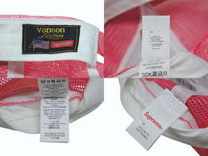 未使用 Supreme シュプリーム × Vanson ヴァンソン レザーキャップ ピンク ホワイト ONE SIZE 58cm H79FW25 中古 4b006375 