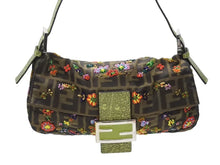 Load image into Gallery viewer, FENDI フェンディ ズッカ柄 ビーズ刺繍 マンマバケット ハンドバッグ ワンショルダーバッグ ブラウン ゴールド金具 ロゴ 美品 中古 4b006386