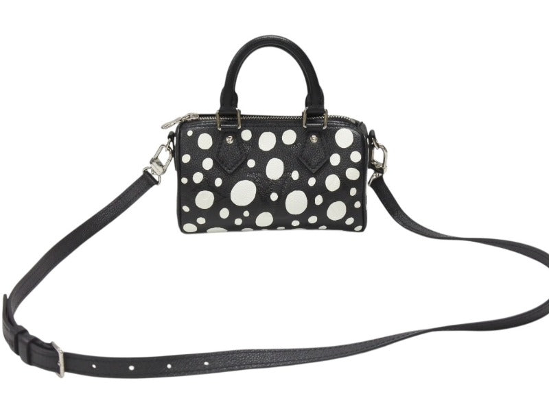 新品同様 LOUIS VUITTON ルイヴィトン ナノ スピーディ 草間彌生 2WAYハンドバッグ M81910 モノグラムアンプラントレザー 中古 4b006394
