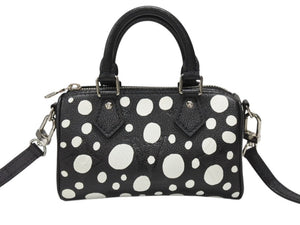 新品同様 LOUIS VUITTON ルイヴィトン ナノ スピーディ 草間彌生 2WAYハンドバッグ M81910 モノグラムアンプラントレザー 中古 4b006394