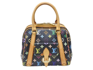 極美品 LOUIS VUITTON ルイヴィトン モノグラムマルチカラー プリシラ M40097 ハンドバッグ ノワール ブラック ゴールド金具 中古 4b006395