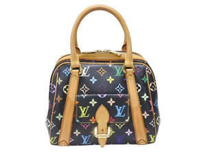 極美品 LOUIS VUITTON ルイヴィトン モノグラムマルチカラー プリシラ M40097 ハンドバッグ ノワール ブラック ゴールド金具 中古 4b006395