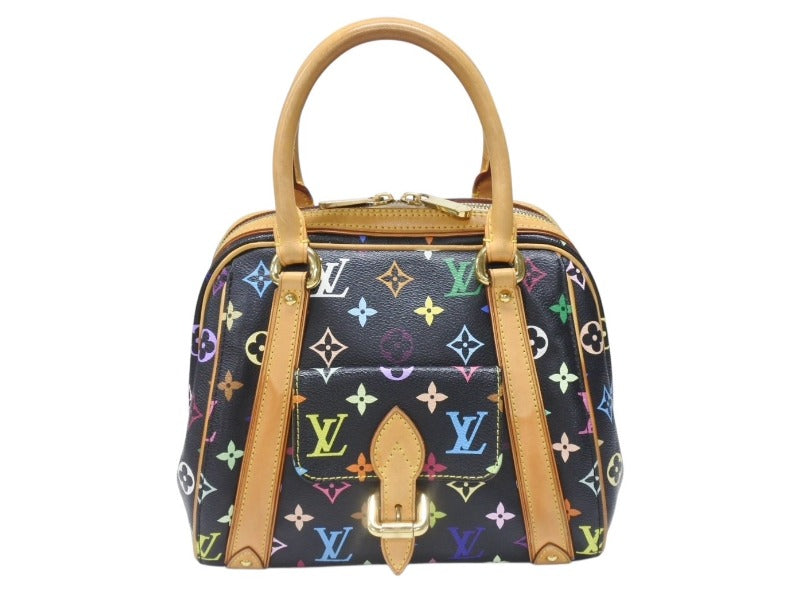 極美品 LOUIS VUITTON ルイヴィトン モノグラムマルチカラー プリシラ M40097 ハンドバッグ ノワール ブラック ゴールド金具 中古 4b006395