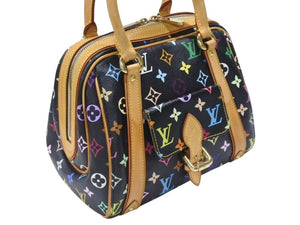 極美品 LOUIS VUITTON ルイヴィトン モノグラムマルチカラー プリシラ M40097 ハンドバッグ ノワール ブラック ゴールド金具 中古 4b006395