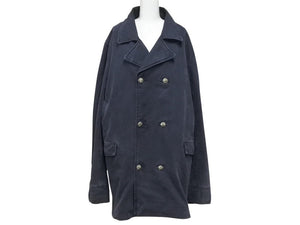 極美品 CHROME HEARTS クロムハーツ クロスボールボタン ヘリンボーン Pコート コットン ネイビー サイズXXL 中古 4b006399