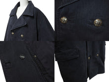 Load image into Gallery viewer, 極美品 CHROME HEARTS クロムハーツ クロスボールボタン ヘリンボーン Pコート コットン ネイビー サイズXXL 中古 4b006399