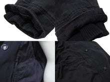 Load image into Gallery viewer, 極美品 CHROME HEARTS クロムハーツ クロスボールボタン ヘリンボーン Pコート コットン ネイビー サイズXXL 中古 4b006399