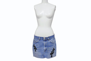 未使用 CHROME HEARTS クロムハーツ × Levi's リーバイス セメタリークロスパッチ デニムミニスカート サイズ26 10パッチ 中古 4b006403 