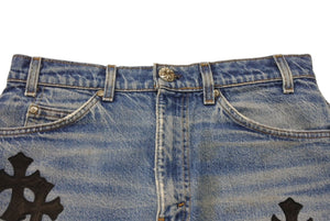 未使用 CHROME HEARTS クロムハーツ × Levi's リーバイス セメタリークロスパッチ デニムミニスカート サイズ26 10パッチ 中古 4b006403 