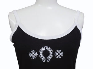 未使用 CHROME HEARTS クロムハーツ HORSESHOE ホースシュー CHプラス キャミソール ブラック ホワイト サイズM 中古 4b006404