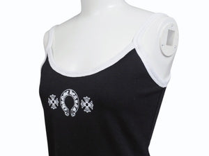 未使用 CHROME HEARTS クロムハーツ HORSESHOE ホースシュー CHプラス キャミソール ブラック ホワイト サイズM 中古 4b006404